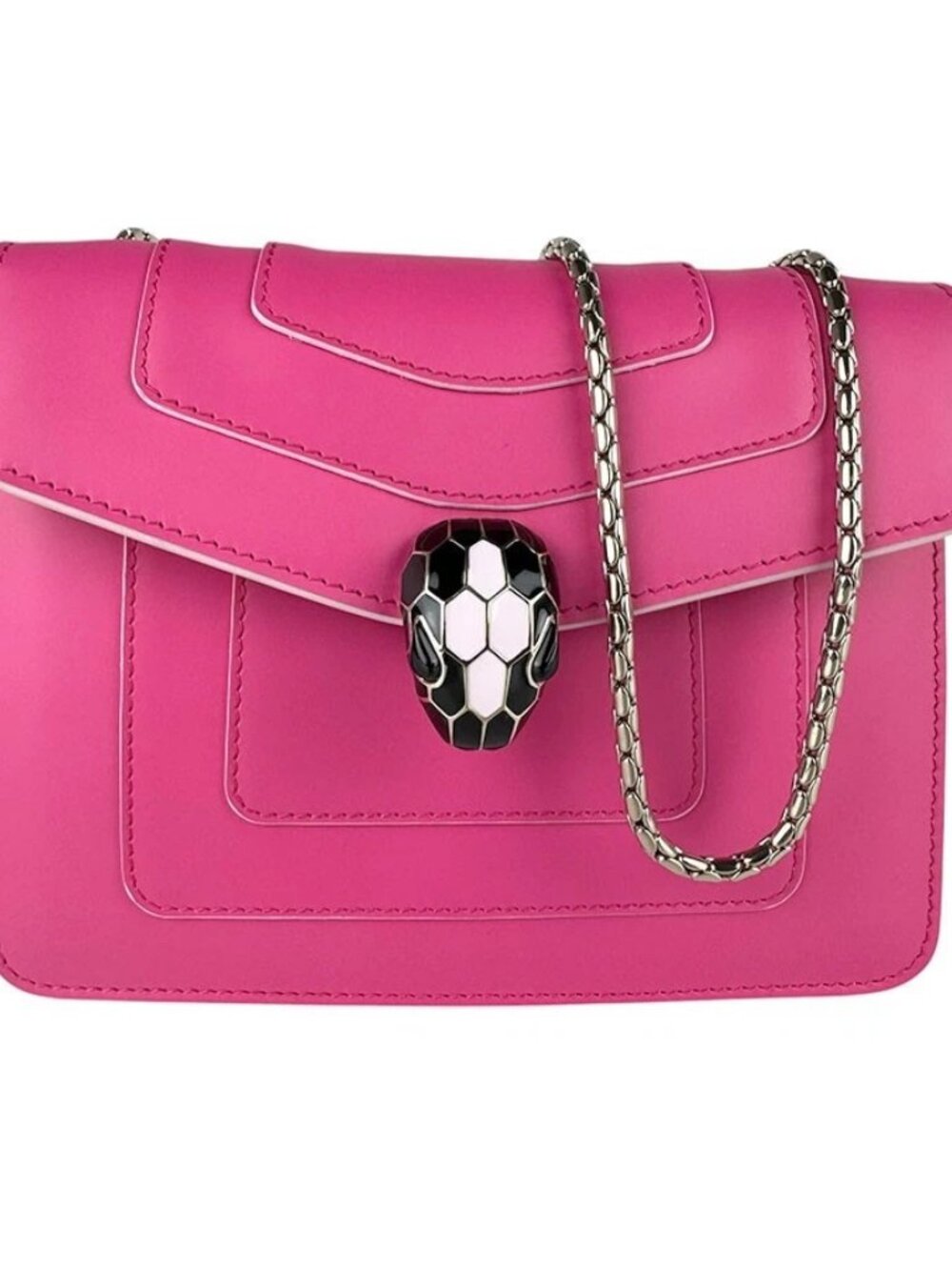 BVLGARI Serpenti Forever Chian Shoulder Bag Pink/Gold Leather/Metal - z